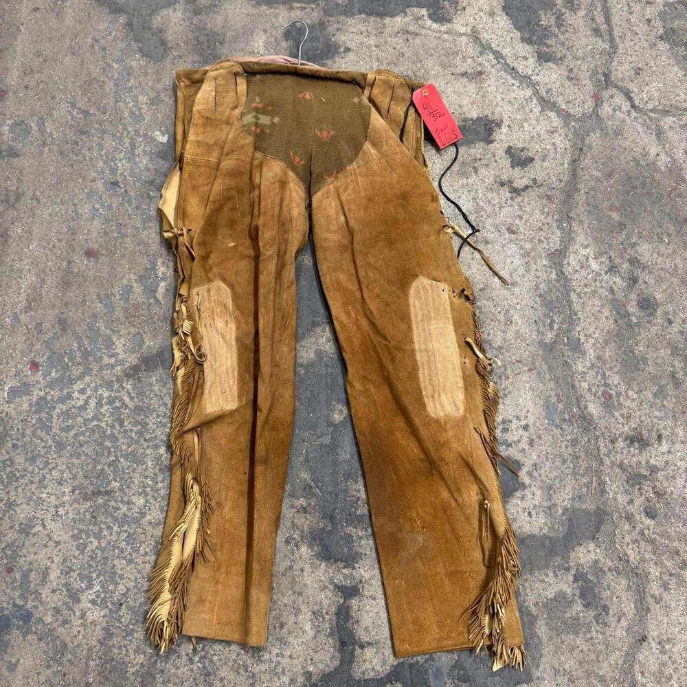 Vintage 1940s/50s Genuine Suede Fringed Western "Indian" Costume Trousers - Picture 1 of 6